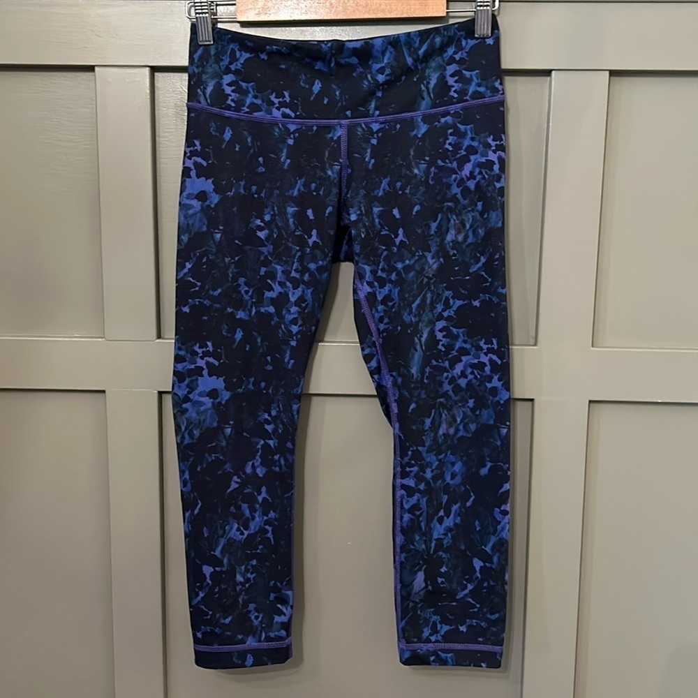 Lululemon Wunder Under Crop II Leggings Full-On Luon Floral Sport Iris Flower 6